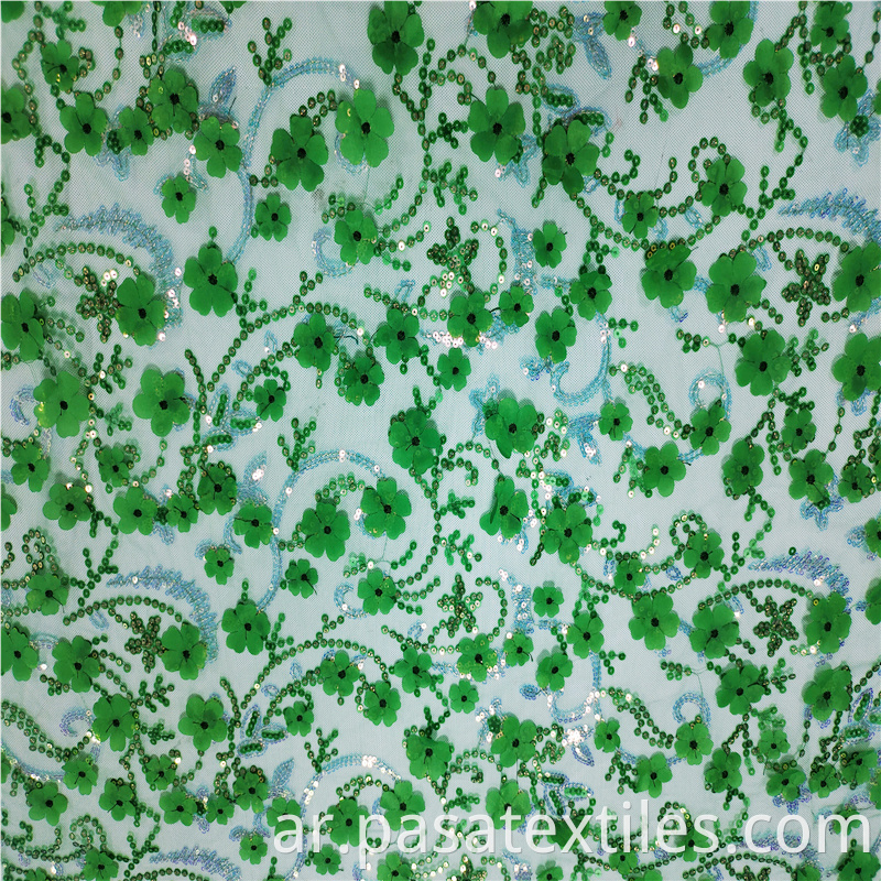 green embroidery fabric 